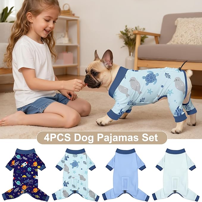 Bienbee Dog Pajamas, 4 Pack Dog Recovery Suit Shedding Suit Cute Soft Puppy - Image 2