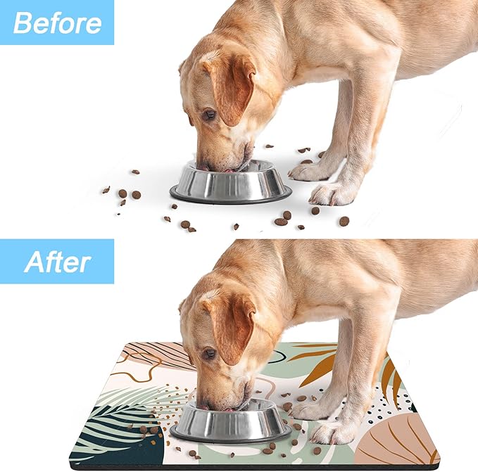 Rnivvi Dog Food Mat, Cute Anti-Slip Rubber Pet Feeding Rug Protect Floors - Image 6