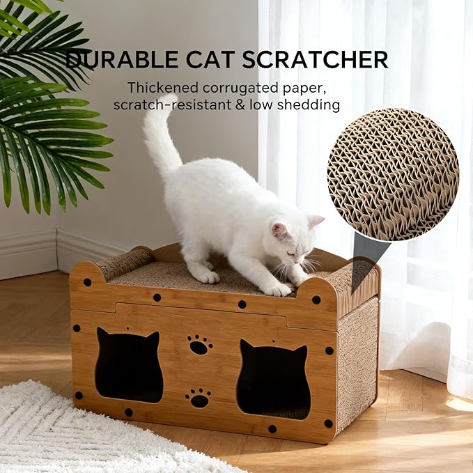 Cat Scratcher House, 2-in-1 Cardboard Cat House - Image 4