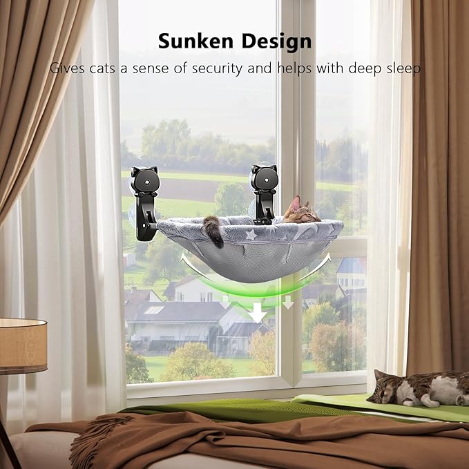 JUNSPOW Cat Window Perch Cordless, Glow in The Dark & Stable Cat Beds- - Image 3