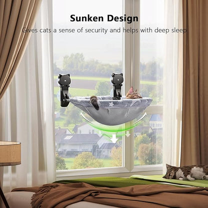 JUNSPOW Cat Window Perch Cordless, Glow in The Dark & Stable Cat Beds- - Image 3