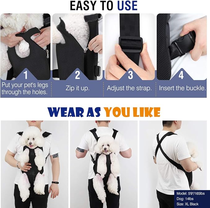 Pawaboo Adjustable Dog Carrier Backpack, Pet Front Cat Carrier Bag - Image 3