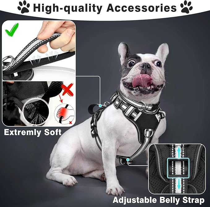 WINSEE Pet Harness Collar and Leash Set, All-in-one Reflective Dog Harness No - Image 2