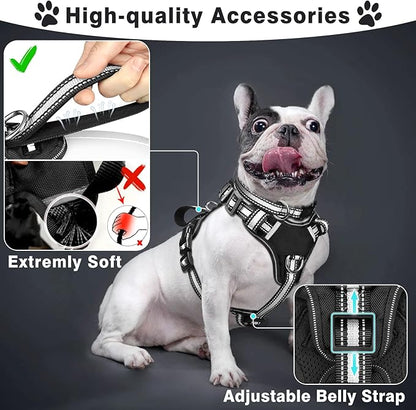 WINSEE Pet Harness Collar and Leash Set, All-in-one Reflective Dog Harness No - Image 2
