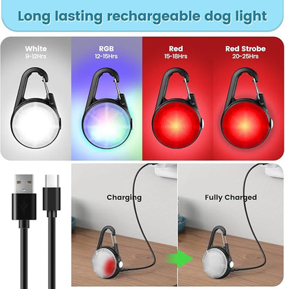 2Pack Dog Lights for Night Walking Dog Collar Light Clip on Rechargeable Glow - Image 2