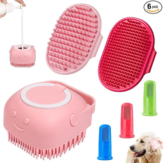 Comotech 6PCS Dog Bath Brush & Dog Toothbrush | Adjustable Handle Shampoo Brush by Comotech