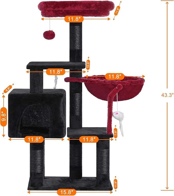 Heybly Cat Tree with Toy, Cat Tower condo - Image 4