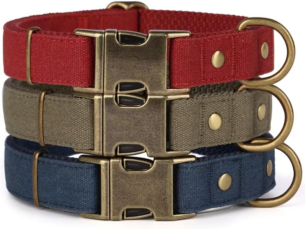 PET ARTIST Dog Collar for Large Dogs, Soft Padded Premium Nylon Dog Collar with Quick Release Metal Buckle, Durable & Adjustable Pet Collars for Boy Gifts, Red, L (Fit 15-22")