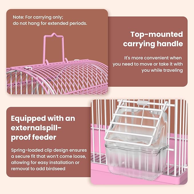 16-inch Small Bird Cage for Home or Travel - Image 8