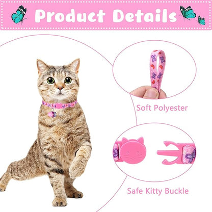 Breakaway Cat Collars with Bell & Cute Pendants, 3 Pack Safety Buckle Kitten - Image 4