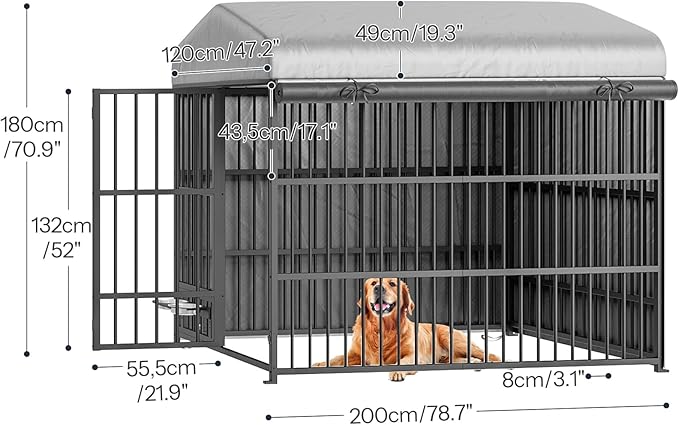 HOOBRO Dog Kennel Outdoor with Cover, 6.6 x 3.9 x 5.9 ft Dog Kennel Outside - Image 3
