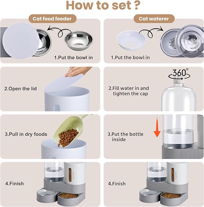 2 Pack Automatic Cat Feeder Stainless Steel Water Dispenser Gravity Food Feeder - Image 5