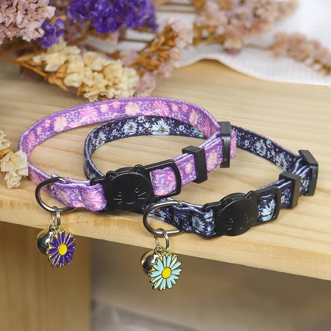 Cat Collar Breakaway, 2 Pack Cotton Kitten Collars - Image 2