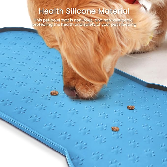 PWTAA Dog Food Mat Anti-Slip Silicone Dog Bowl Mat Thicker Pet Placemat - Image 6
