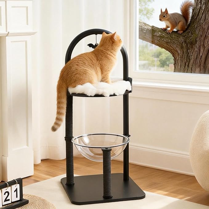 34" Modern Cat Tree Furniture, Minimalist Metal Frame Cat Tower - Image 2