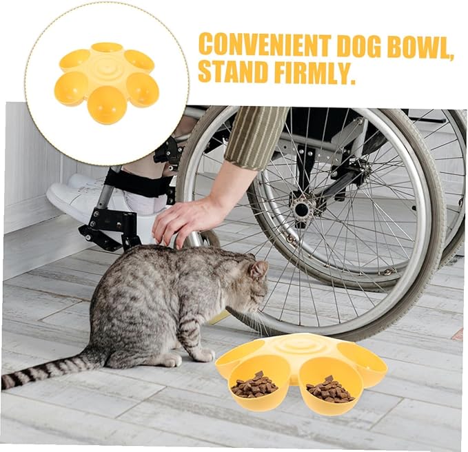 VOSAREA 2pcs Flower Petal Pet Feeding Bowls Multi-Compartment Reusable Plastic - Image 5
