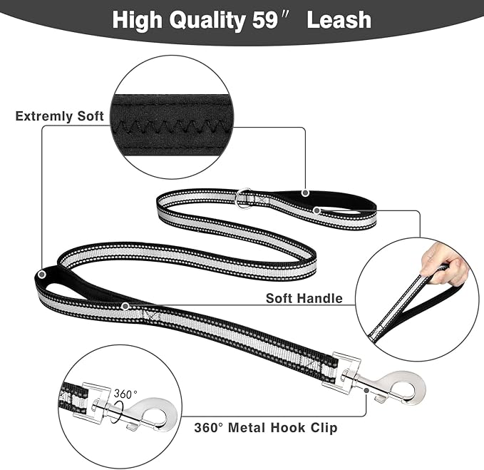 WINSEE Pet Harness Collar and Leash Set, All-in-one Reflective Dog Harness No - Image 4