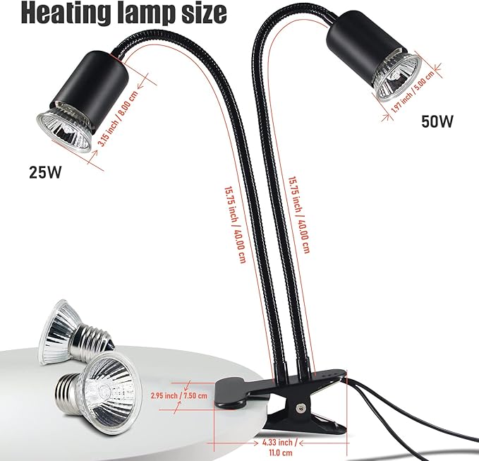 TFNN Reptile Heat Lamp, Double-Head Heat Lamp - Image 4