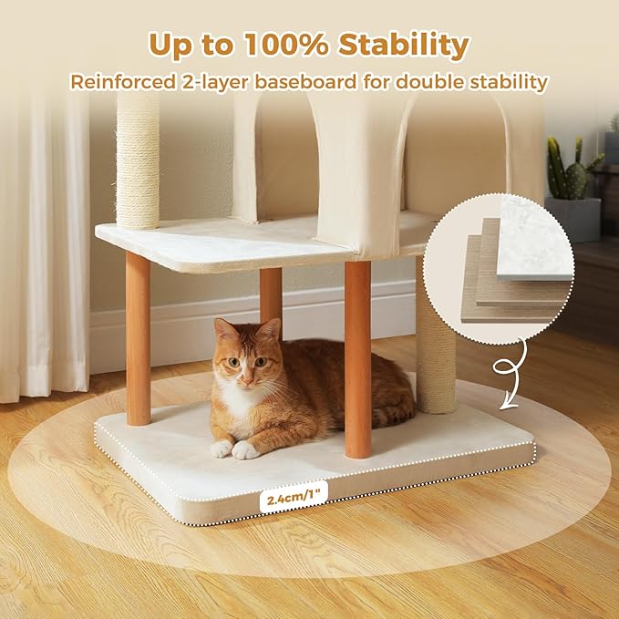 PAWZ Road Large Cat Tree, 53 Inches Modern Wooden Cat Tower - Image 5