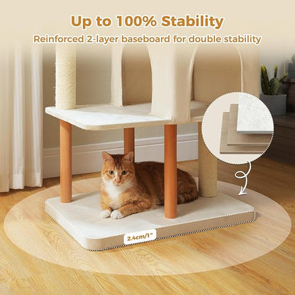 PAWZ Road Large Cat Tree, 53 Inches Modern Wooden Cat Tower - Image 5