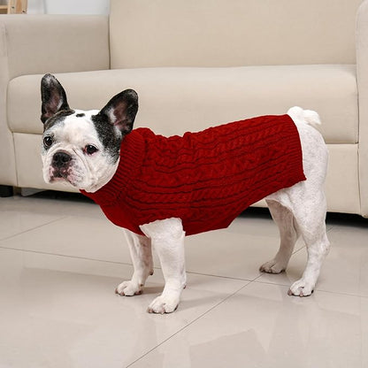 2 Pack Dog Sweaters for Medium Dogs Winter Turtleneck Pullover Cable Knit - Image 6