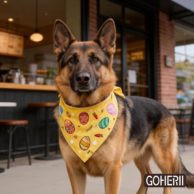 Easter Dog Bandana, Colorful Easter Egg Puppy Scarf, Adjustable Triangle - Image 3