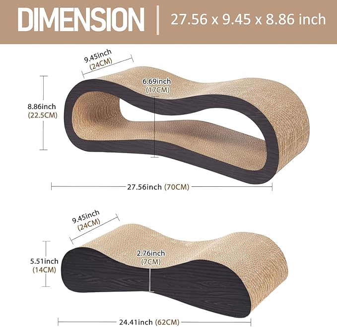 2 in 1 Large Cardboard Cat Scratcher Lounger，Cat Scratching Board - Image 3