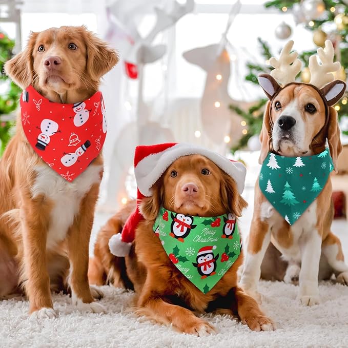 Preboun 50 Pcs Christmas Dog Bandanas Bulk Red and Green Bandanas - Image 2