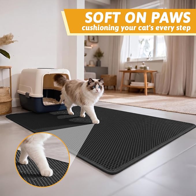 Pieviev Cat Litter Mat Double Layer Waterproof Urine Proof Trapping Mat 1 Pack) - Image 4