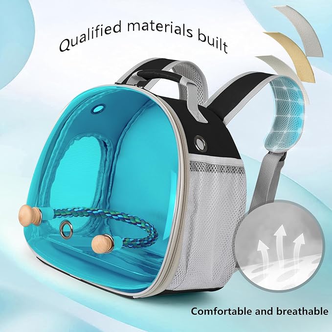 Polarized Tinted Blue Bubble Small Bird Carrier Travel Cage, Portable Bird - Image 5