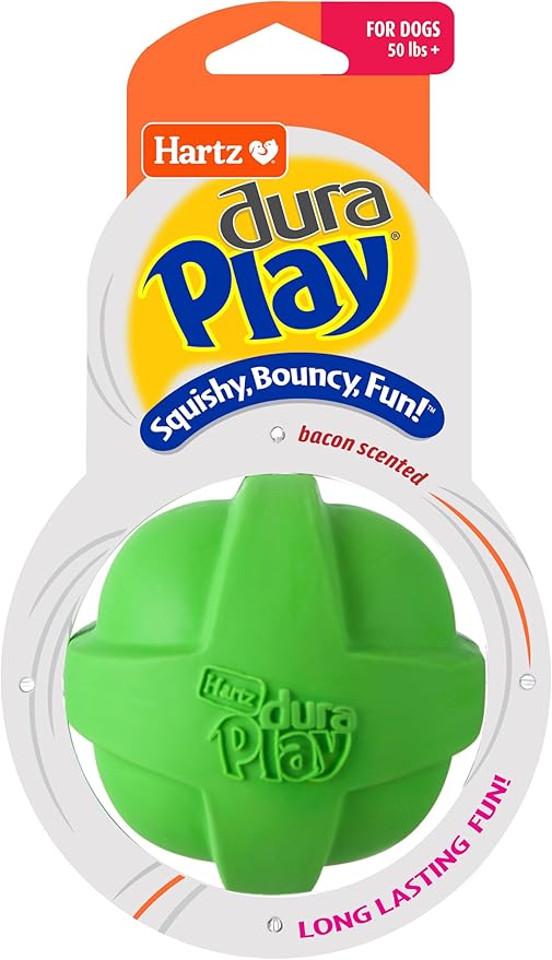 Hartz DuraPlay Bacon Scented Dog Toys, Large 1 Count, Colors may vary by Hartz