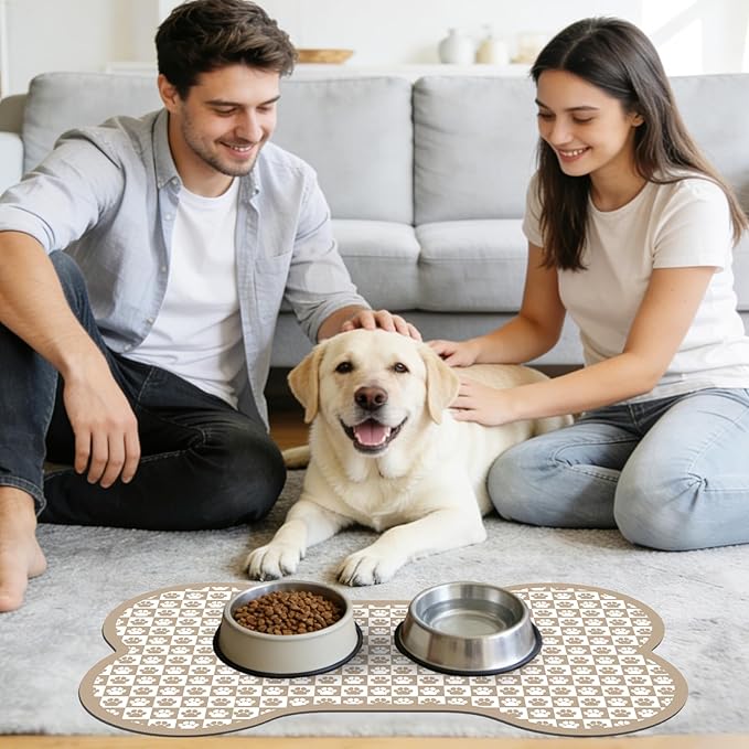 Pet Mats for Food and Water, Khaki Bone Dog Food Mat for Floors, Non Slip - Image 7