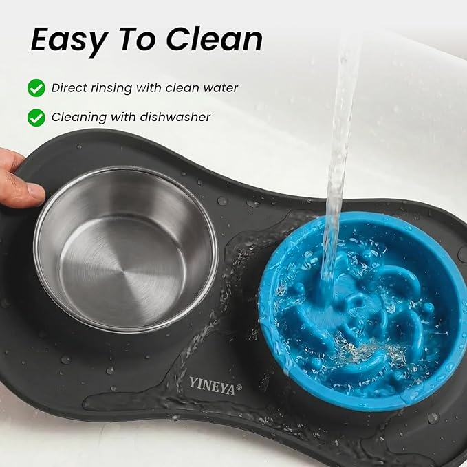 YINEYA 3 in 1 Slow Feeder Dog Bowls & Stainless Steel Food and Water Bowl - Image 5