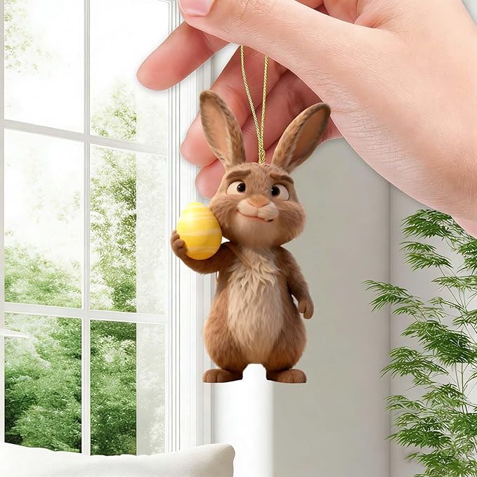 6 Pcs Easter Hanging Ornaments for Tree Funny Bunny - Image 3