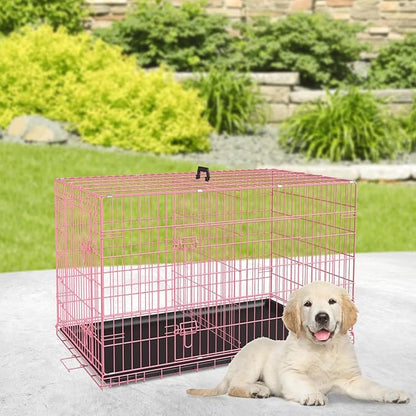 BestPet | Dog Crate | 24" | Pink | Foldable Metal Kennel - Image 2