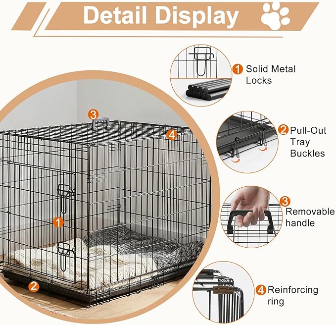 FDW 36" Foldable Metal Dog Crate - Image 4