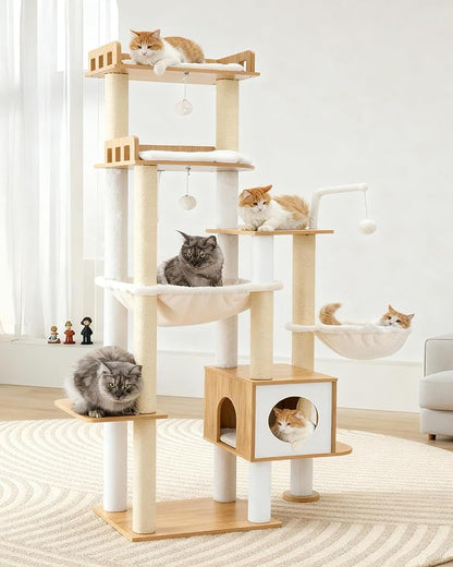 Heybly Cat Tree, 70.5 Inch Wood Tall Cat Tower - Image 3