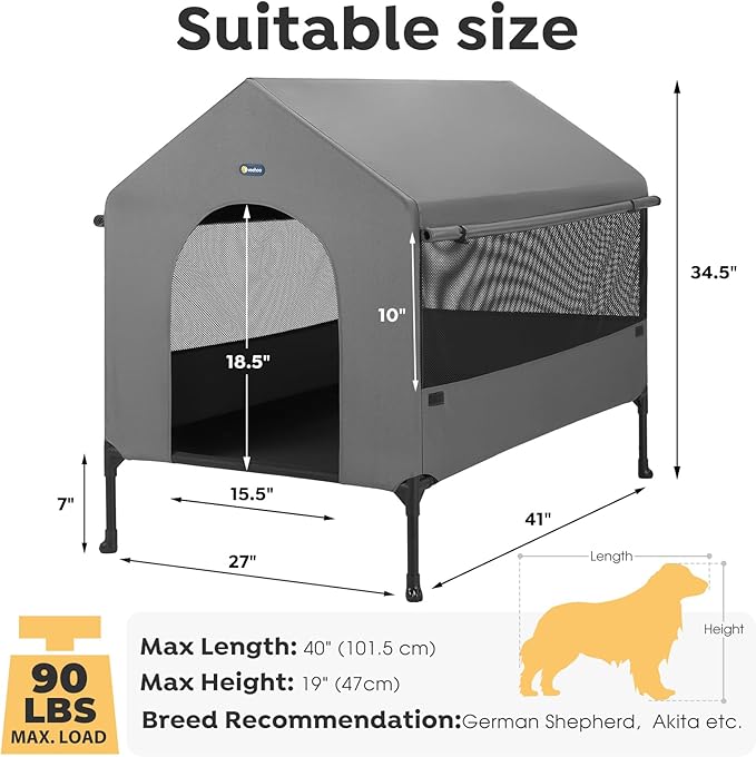 Veehoo 41" Dog House, 2-in-1 Large Dog House Outdoor Indoor Weatherproof - Image 5
