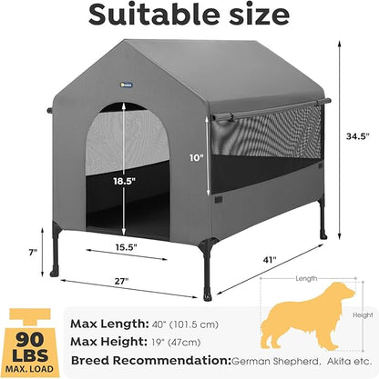 Veehoo 41" Dog House, 2-in-1 Large Dog House Outdoor Indoor Weatherproof - Image 5