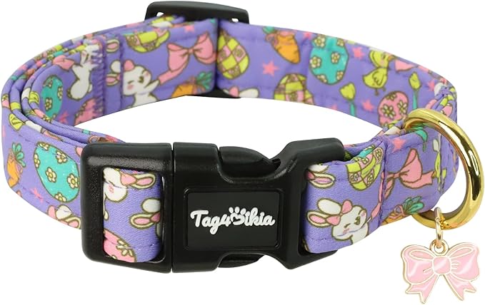 Easter Dog Collar with Cute Easter Themed Patterns, Medium Purple Dog Collar by Unknown