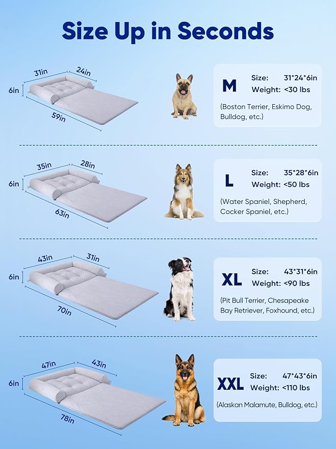 Rywell 3-in-1 Cooling Dog Beds Large Sized Dog, Dog Cooling Mat - Image 7