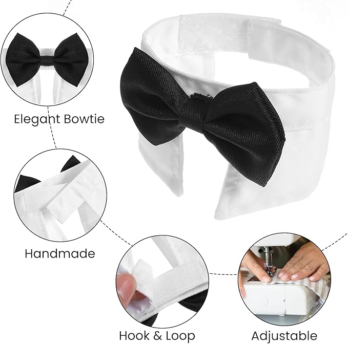 2PCS Dog Cat Tuxedo Collar, Cat Wedding Bowtie, Adjustable Formal Pet Necktie - Image 3