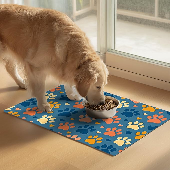 HOMETITUTE Cute Pet Feeding Mat Dog Feeding Mats Non-Slip Absorbent Dog Bowl - Image 2