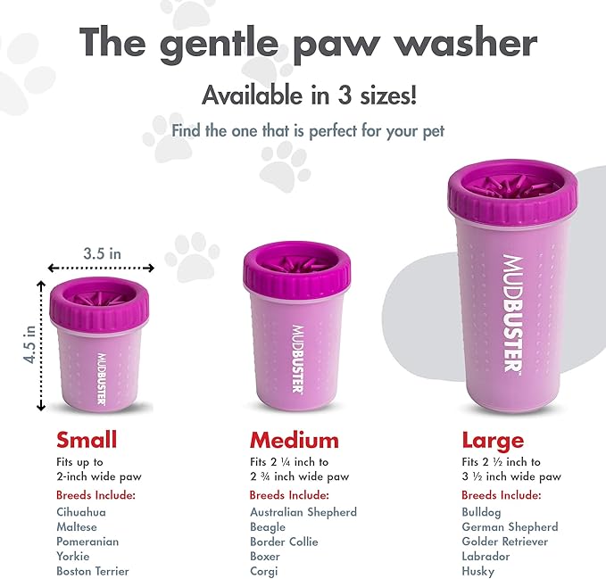 Dexas MudBuster Portable Dog Paw Cleaner, Fuchsia - Image 3