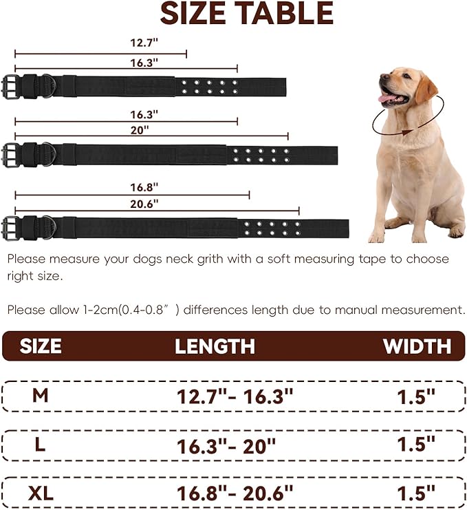 Heavy Duty Dog Collar for Large Dogs, 1.5" Width Thick Adjustable Nylon Collar - Image 2