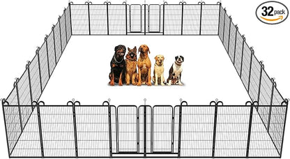 Dog Playpen Outdoor 32 Piece Panels Heavy Duty Dog Fence 47" Height Anti-Rust by Committedtobetterpetlife