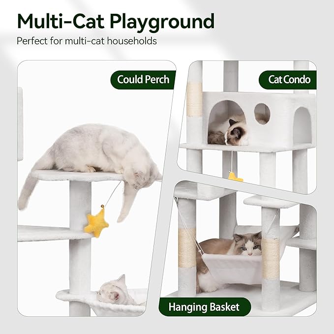 Meecal 79in Tall Cat Tower for Heavy Duty Big Cats, Large Cat Tree - Image 5