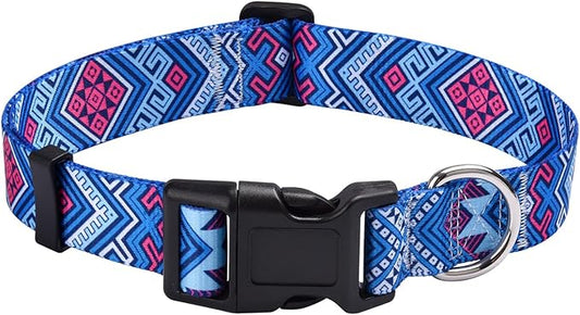 Mihqy Dog Collar with Bohemia Floral Tribal Geometric Patterns by Mihqy