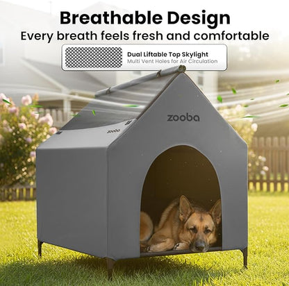 Zooba 48" XL Outdoor Dog House – Weatherproof Elevated Pet Shelter, Breathable - Image 3