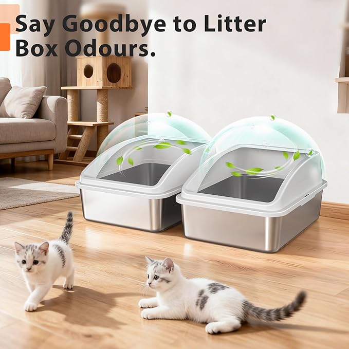 2 Pack Stainless Steel Litter Box | Metal Kitty Litter Box - Image 7